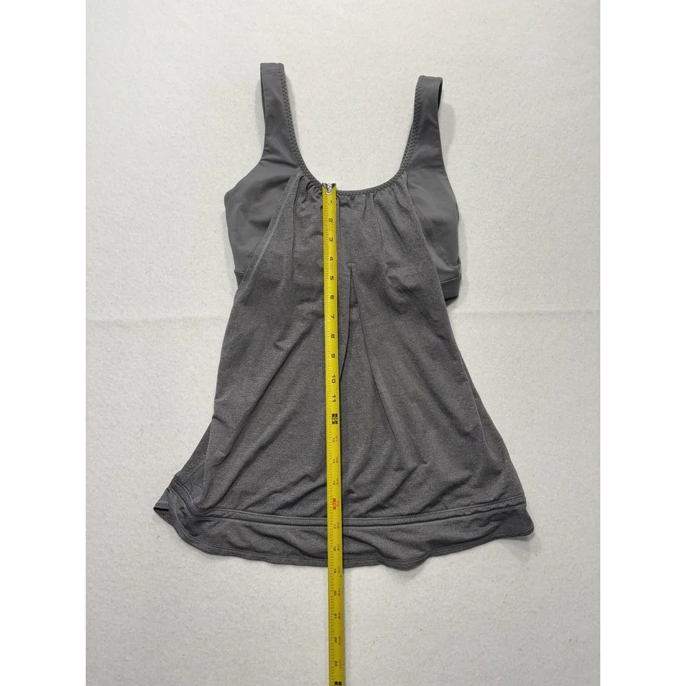 Lululemon Tank Womens Small Gray Scoop Neck Built In Bra Drawcord Hem Yoga Top